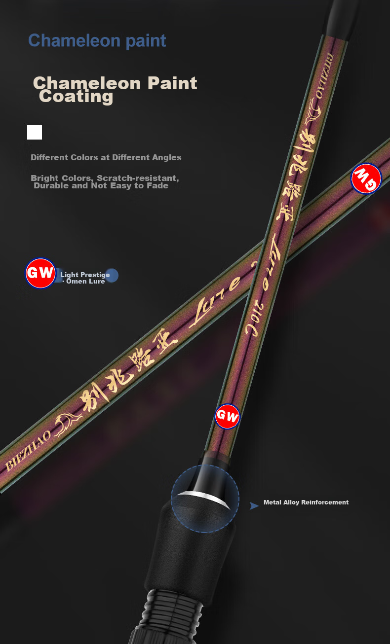 GW Fishing Rod, Biezhaoluya Rod, 2.4 Meters Straight Handle, M Action, for Black Lure Fishing, Suitable for Both Freshwater And Saltwater Fishing 16
