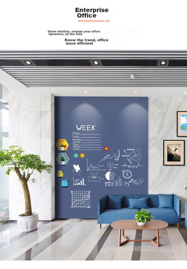 Flybook, Charcoal Gray, 60*90cm, Double-Layer Magnetic Blackboard Wall Sticker, Children's Creative Doodle Wall, Eco-Friendly Erasable Dustless Blackboard, Self-Adhesive Wall-Mounted Student Magnetic Board, for Home Use 10