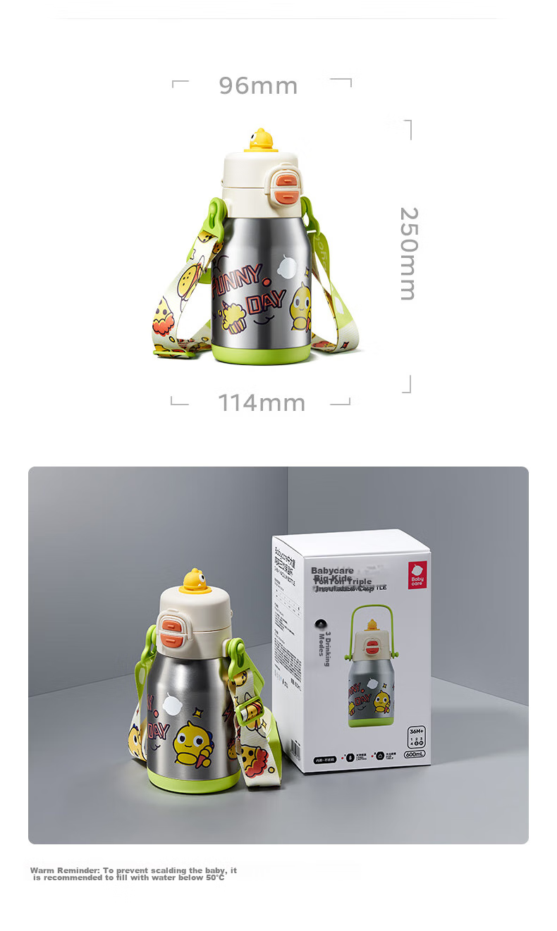 Babycare Large Capacity Insulated Water Bottle with Straw for Toddlers And Children, School Water Cup, 450ml 21