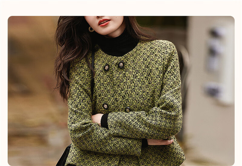 Dme [Elegant Chanel-Style] Winter New Round Neck Button-Up Long-Sleeve Top, High-Waist Skirt Set for Women, Fashionable Two-Piece Outfit 4
