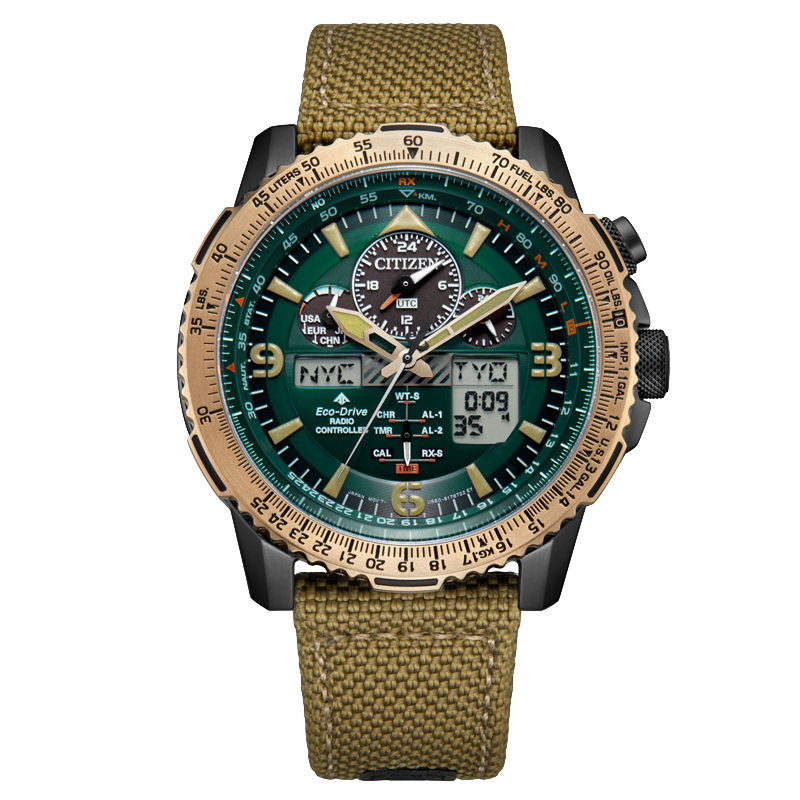CITIZEN Watch for Men, Japanese And Korean Style, Eagle in The Sky, Eco-Drive, Radio-Controlled Nylon, Fashionable Gift for Boyfriend, JY8074-11X