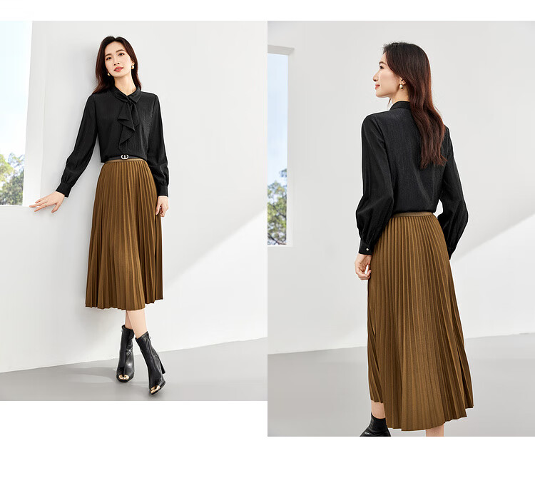 Sentubila Elegant Ribbon Blouse for Women, Spring Women's Wear, Light And Fashionable Long-Sleeve Chiffon Blouse, Versatile Commuter Top 23