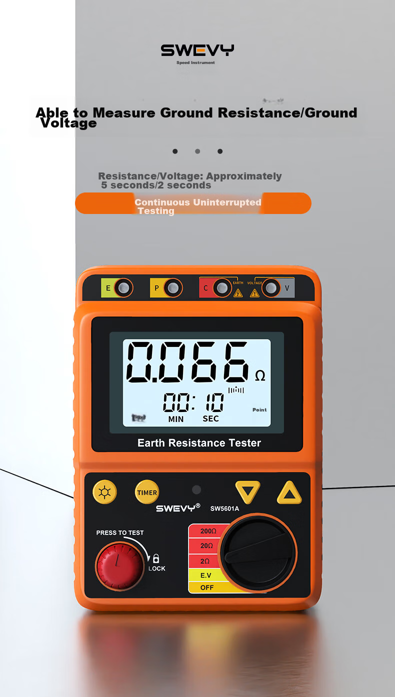 Suwei Lightning Protection Grounding Resistance Tester, Earth Resistance Meter, Digital Electronic Megohmmeter, Resistance Detector SW5601A 13