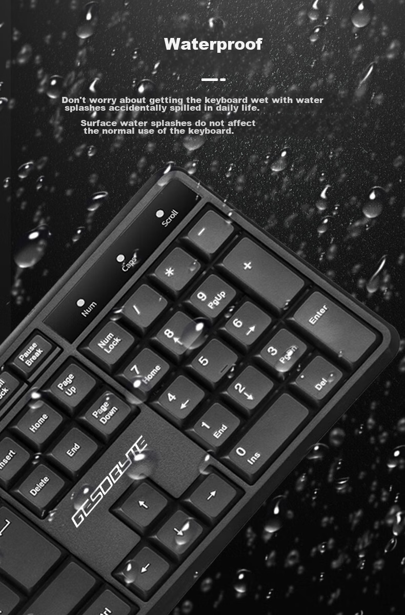 GESOBYTE Wireless Keyboard, Quiet Low-Noise Office Keyboard, Compatible with Desktop And Laptop, Built-In Receiver Plug-And K139W Battery Version, Black 5