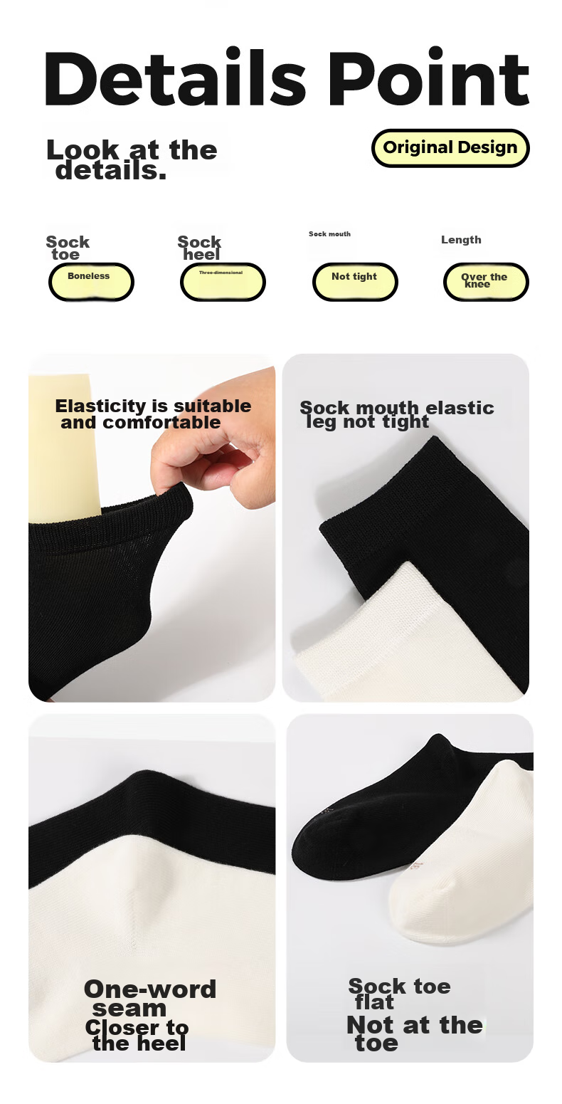 Zhiyouban Girls' Mid-Calf Socks, Children's Knee-High Socks, Spring And Autumn Style, Over-Knee White Long Socks, Black High Socks for Girls, Student Socks 15