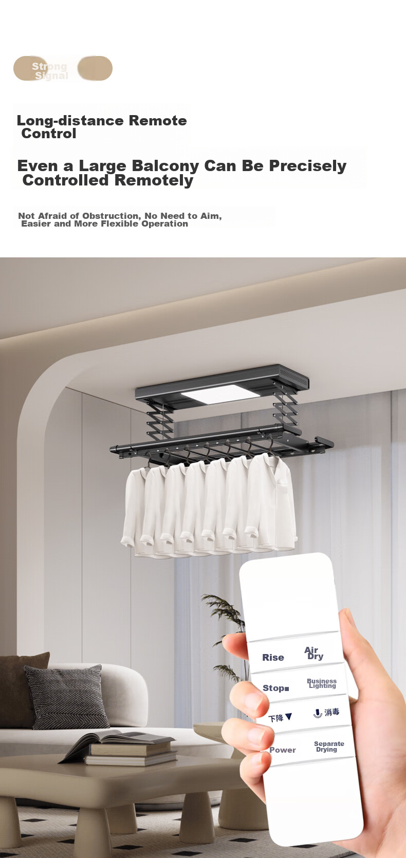 Beishi Suitable for Haotaitai Electric Clothes Drying Rack Remote Control, Universal for First And Second Generation Smart Lifting Electric Clothes Drying Rods, Appearance And Buttons Are The Same And Can Be Used 7
