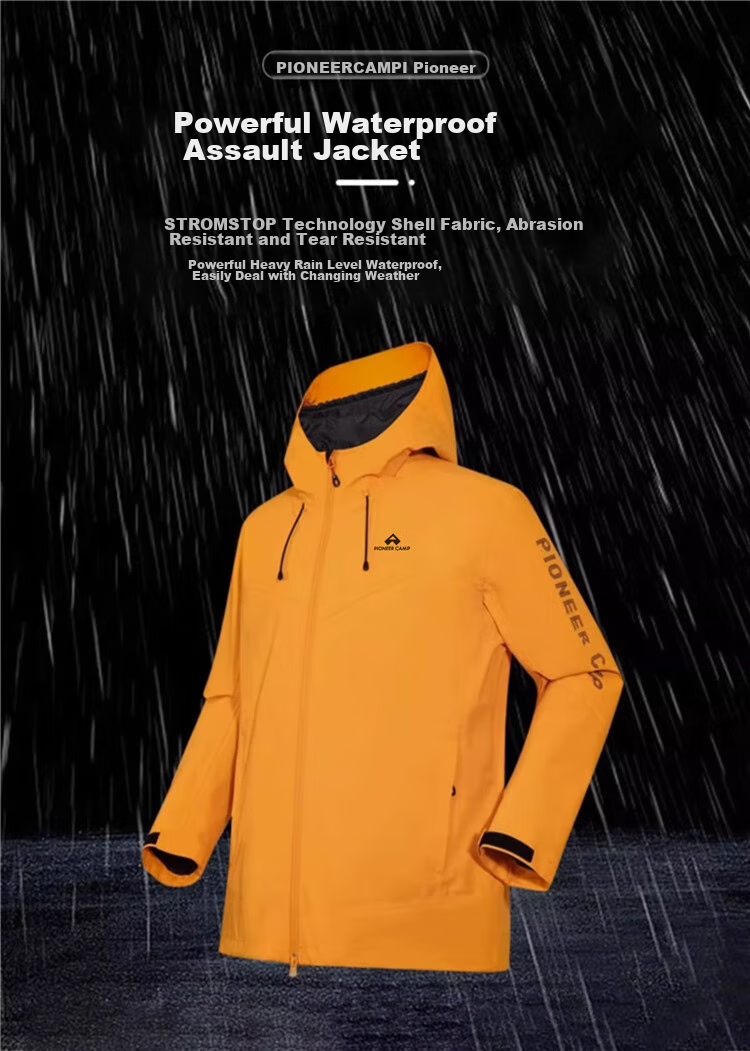 Pioneer Camp Hardshell Jacket for Men, Outdoor Travel Hiking Mountaineering Clothing, Windproof Waterproof Breathable Autumn Winter Hooded Jacket Outerwear 1