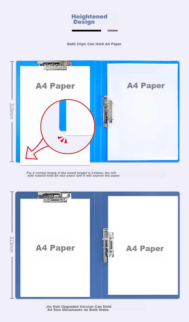 Jindeli 10-Pack A4 Metal Single Strong Clip Hard File Folder, Large Capacity Student Exam Paper Storage Folder with Pocket, Document Organizer, Poetry Recitation Contract Clipboard TD101-10 Blue 12