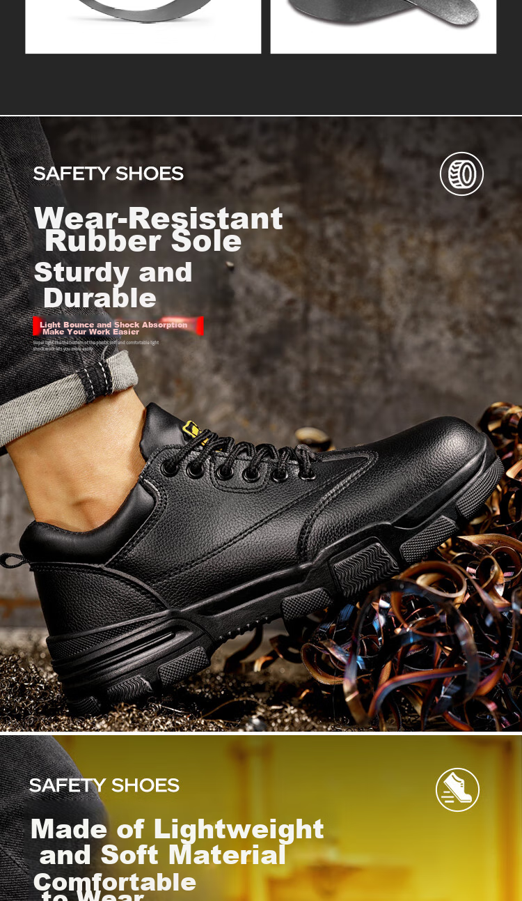 JUNBU Safety Shoes for Men, Steel Toe Cap, Anti-Smashing, Puncture-Resistant, Waterproof, Lightweight, Comfortable Construction Site Work Shoes 2165N Size 40 7