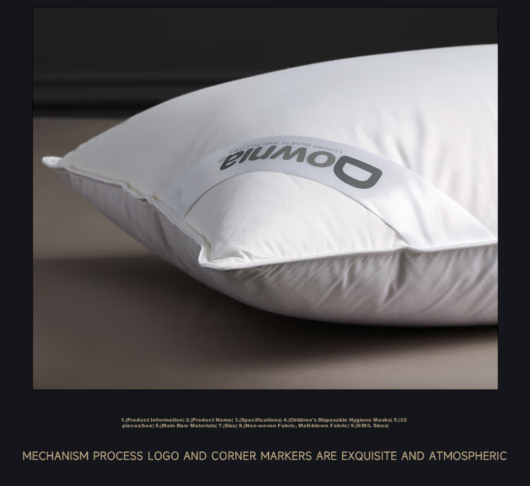 Downia Pillow, Five-Star Hotel Down Pillow, Side Sleeping Cervical Pillow, 95% White Duck down Composite Pillow, 74*48CM 12