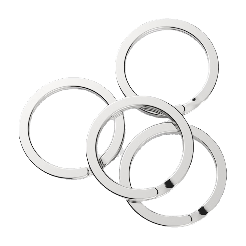 YORA 304 Stainless Steel Key Ring, Car Keychain, Large And Small Flat Rings, Thickened Simple Accessories, Pack of 4