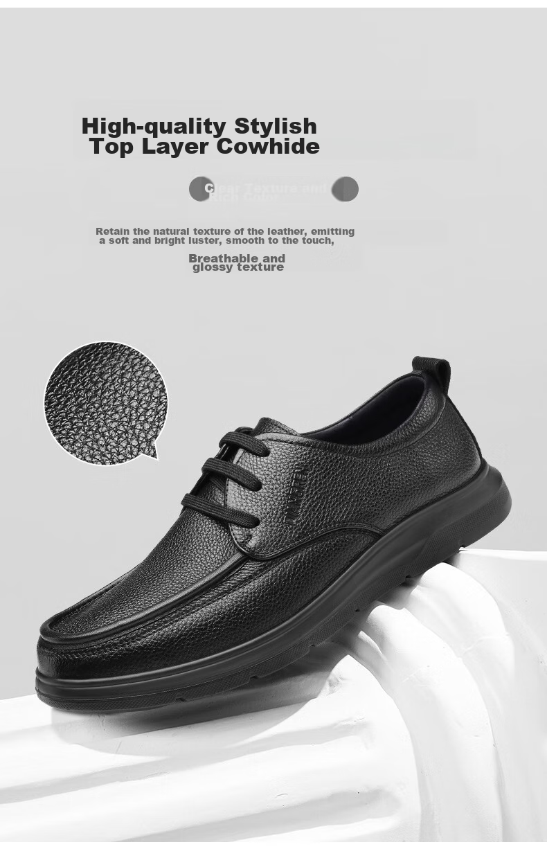 Qiangren Business Leather Shoes for Men, Soft Upper And Sole, Sheepskin Commuter Leather Shoes, Breathable Casual Men's Shoes JDA351339 Black 39 7