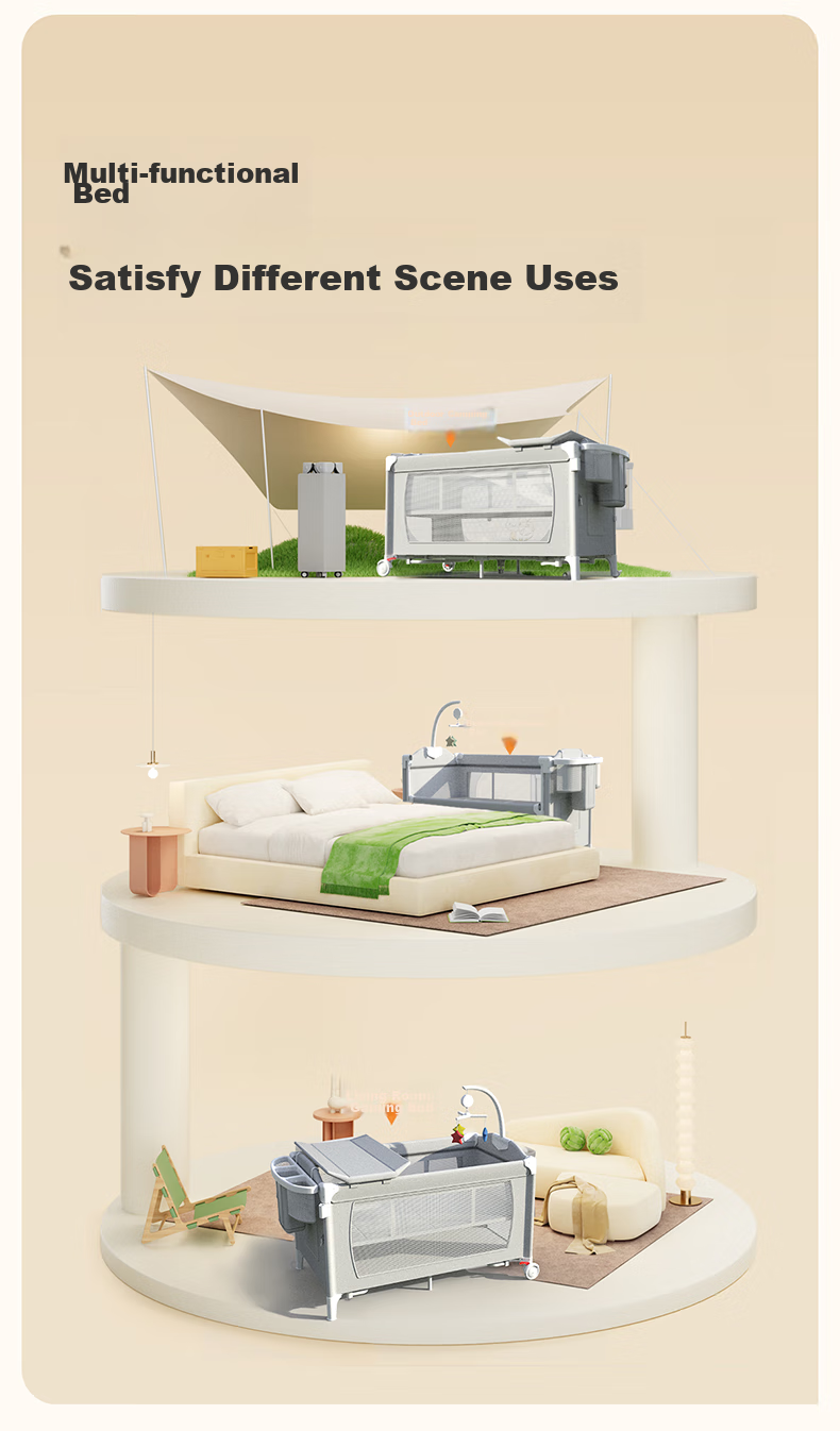 Leyunbaby Multifunctional Foldable Baby Crib, Portable Changing Table, Mobile Baby Soothing Station, Full Moon Gift 8