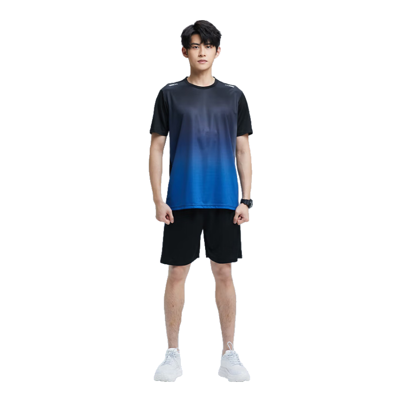 BURUITE Men's Sports Set, Summer Fitness Clothing, Quick-Dry Short-Sleeve T-Shirt, Basketball And Badminton Training Shorts, Running Gear