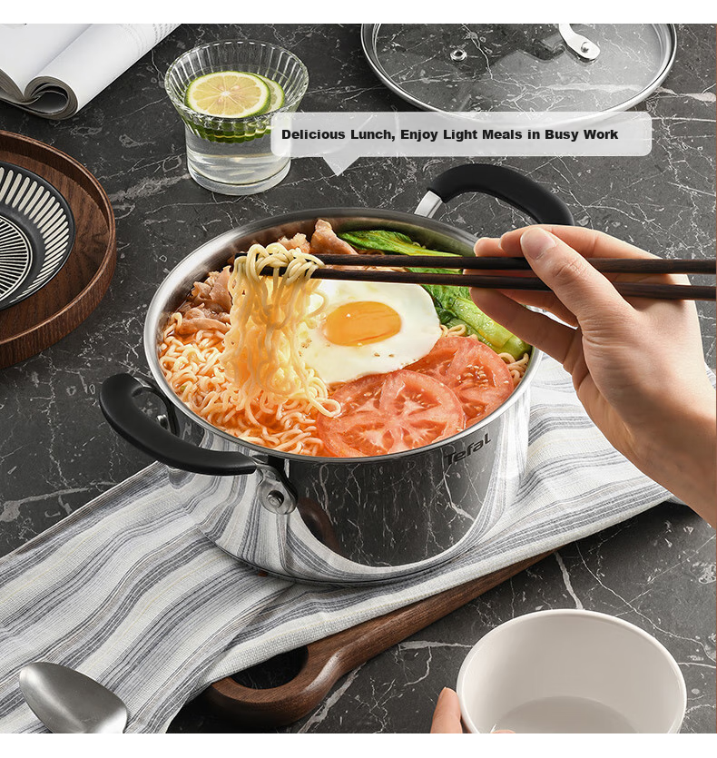 Tefal Stainless Steel Soup Pot, Thickened Stew Pot, Suitable for Induction Cooker, Large Capacity Cooking Pot, Dishwasher Safe 9