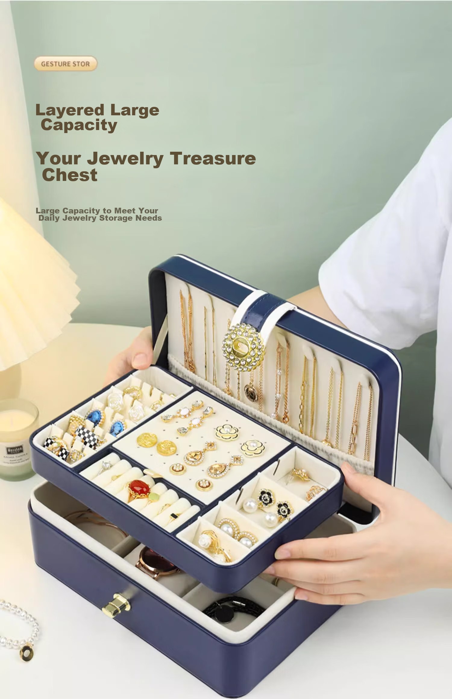 Jiadu Jewelry Storage Box for Necklaces, Earrings, Rings, Earrings, Luxury High-End Exquisite Watch Chain Organizer Jewelry And Gemstone Gift Box 5