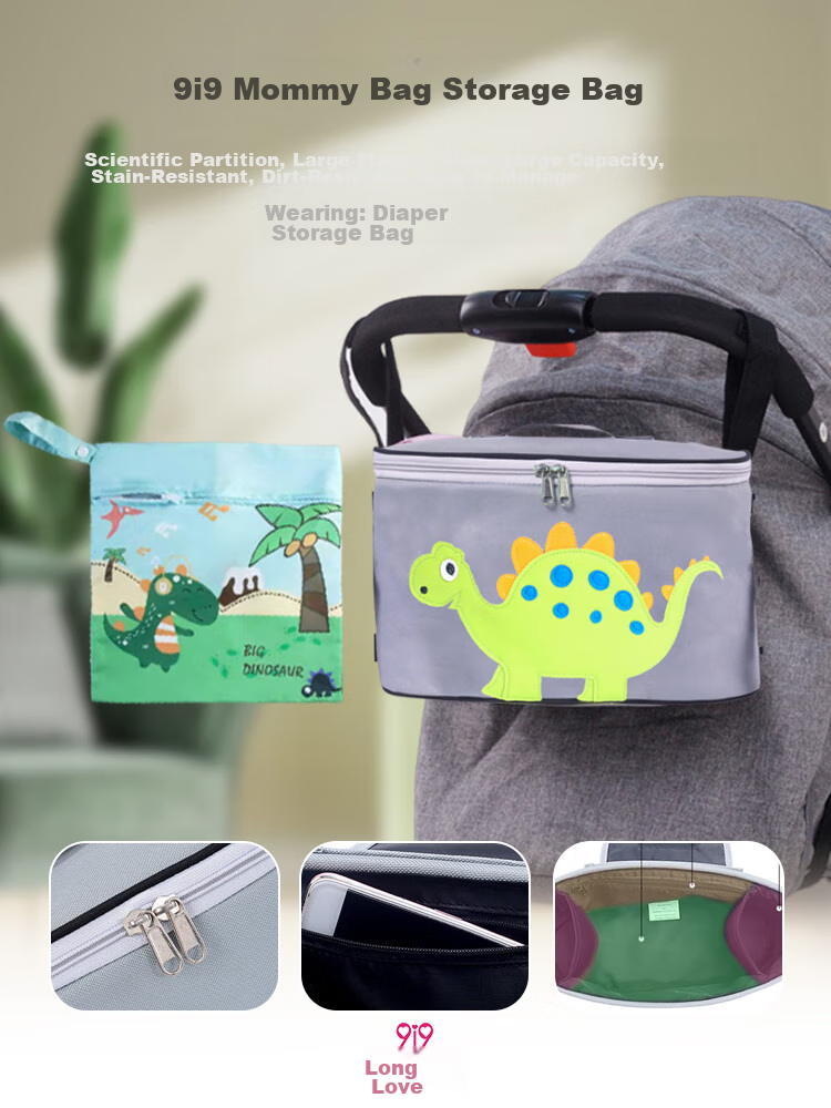 9I9 Baby Stroller Organizer Bag, Diaper Storage Bag, Large Capacity, Carrying Pouch for Infant Car Seats, Handheld Bag A31 1
