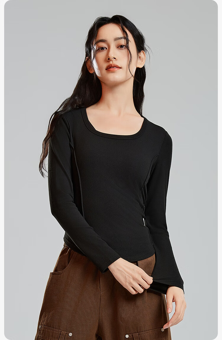 YOUKESHU Women's Base Layer, Spring Low-Collar Fishbone Inner Wear, 2026 New U-Neck Long-Sleeve Top, Autumn Underwear 16