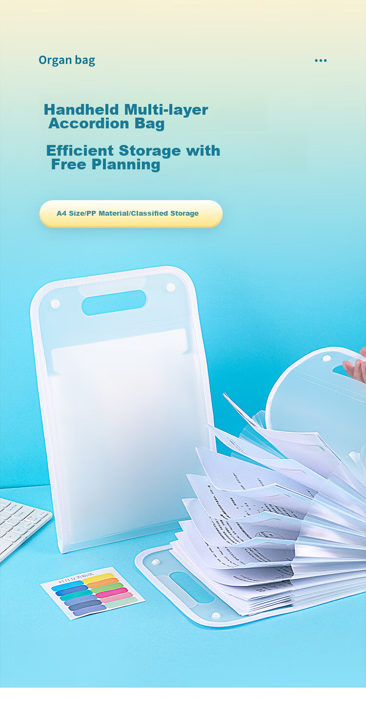 GuangBo A4 Accordion File Folder, Student Exam Paper Storage Bag, Large Sheet Homework Insert Pockets, Organizing Storage Tool, Transparent A76005 1