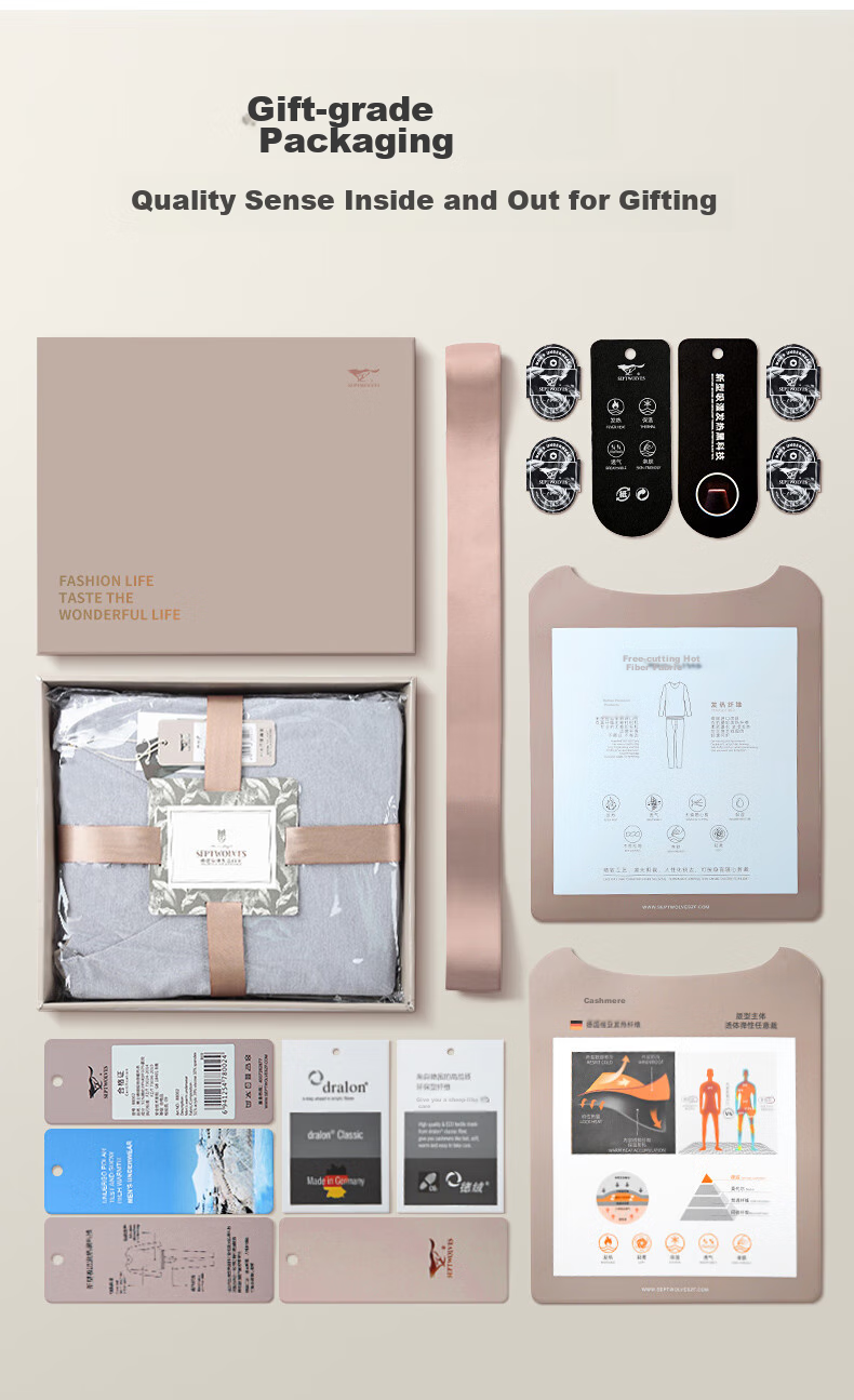SEPTWOLVES Thermal Underwear for Men, Autumn And Winter Heat Generation, 8.3°C Temperature Increase, High-End 7A Antibacterial Autumn Top And Bottom Gift Box Set 20