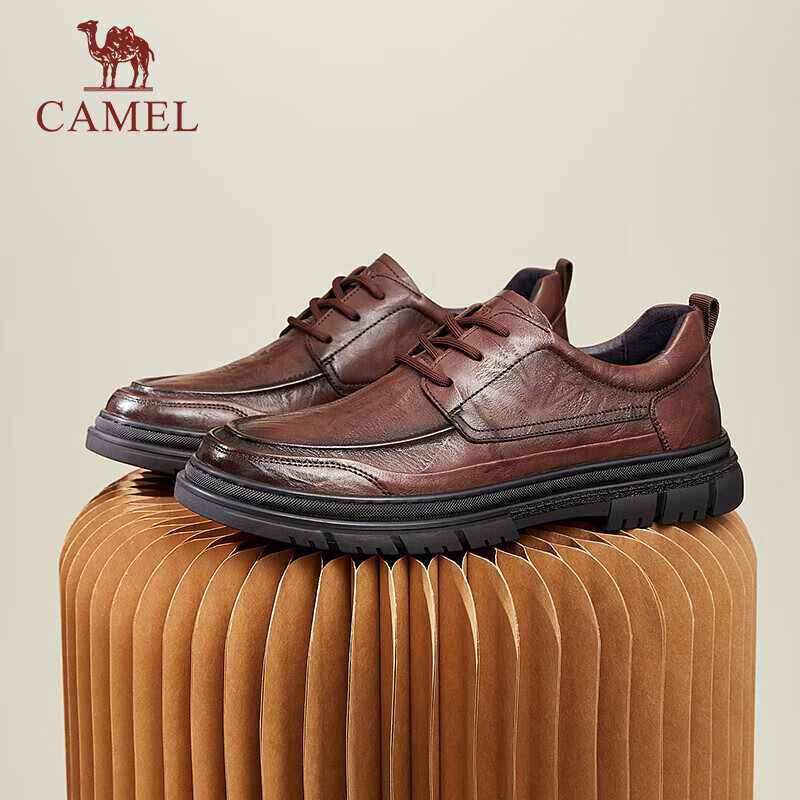 CAMEL Commuter British Retro Cowhide Formal Casual Leather Shoes for Men, G13A155022, Brown, Size 42