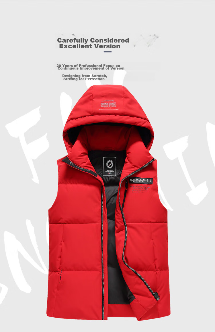 SNOWFLYING Autumn And Winter New Warm down Jacket Vest for Men, Hooded Casual Simple Versatile Sleeveless Vest Outerwear for Me 12