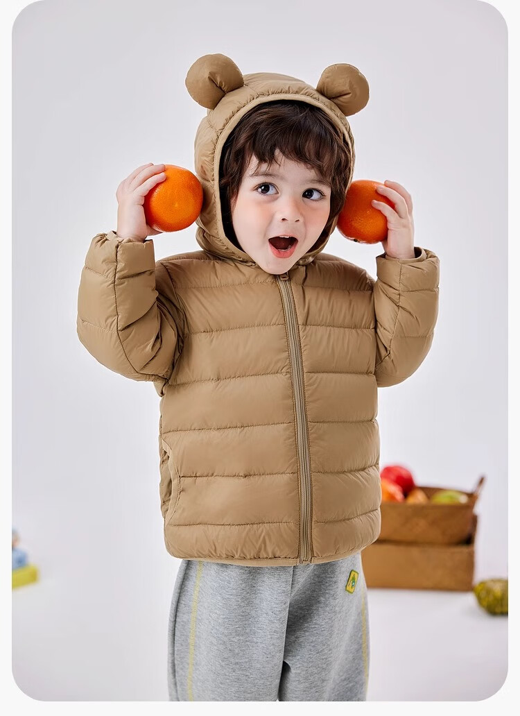 Dudujia Baby down Jacket, New Year Lightweight Children's White Duck Down, Warm Boys' Hooded Coat, Spring Festival Clothing, Green, Size 130 30