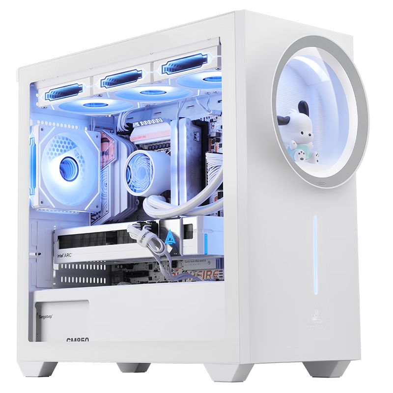 Segotep Anime Cabin 1 White Desktop Mini Case (Front Dedicated Figurine Position/MATX Motherboard Position/Synchronized Lighting Effects/360mm Water Cooling Position/Anime Desktop Computer Case)