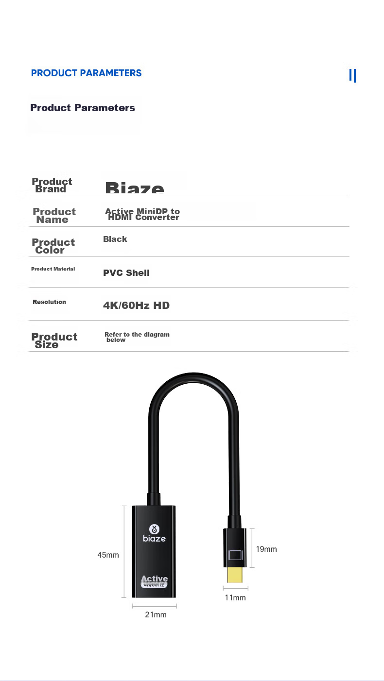BIAZE Active Mini DP to HDMI Female Adapter, 4K60Hz High-Definition DP Converter, Version 2.0 Computer Graphics Card TV Monitor Converter Cable, 6-Screen Splicing 11