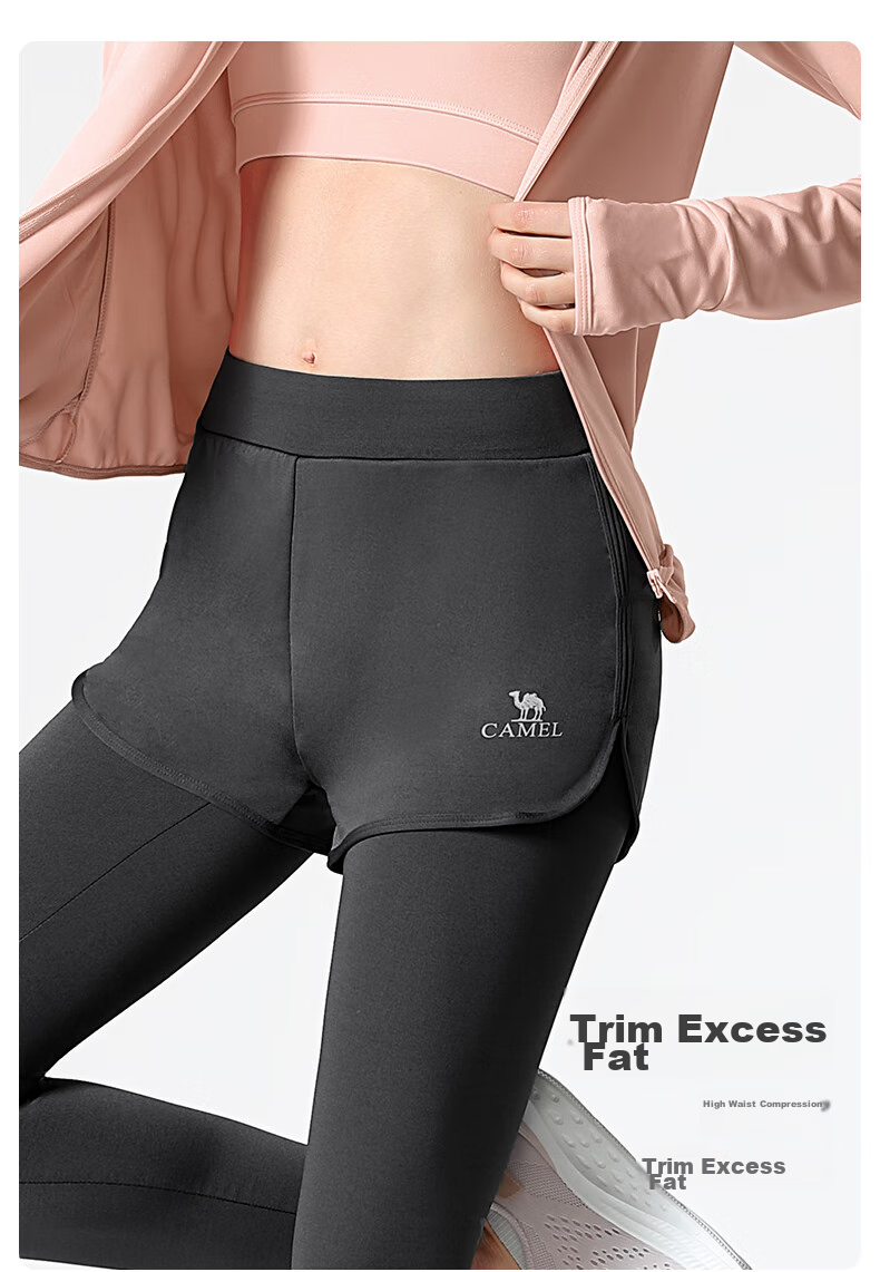 CAMEL Women's Sportswear Set, New Yoga Fitness Pilates Elastic Short-Sleeve Shorts And Pants Five-Piece Workout Outfit 35