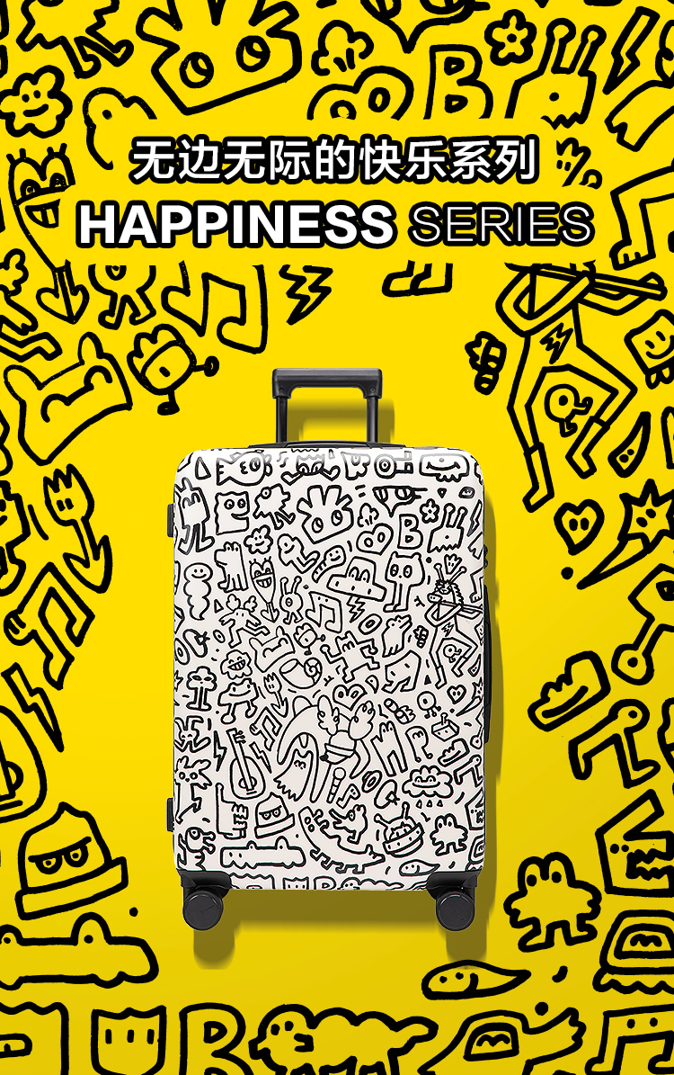 不莱玫拉杆箱女20英寸行李箱学生ins网红涂鸦diy密码箱皮箱子登机箱