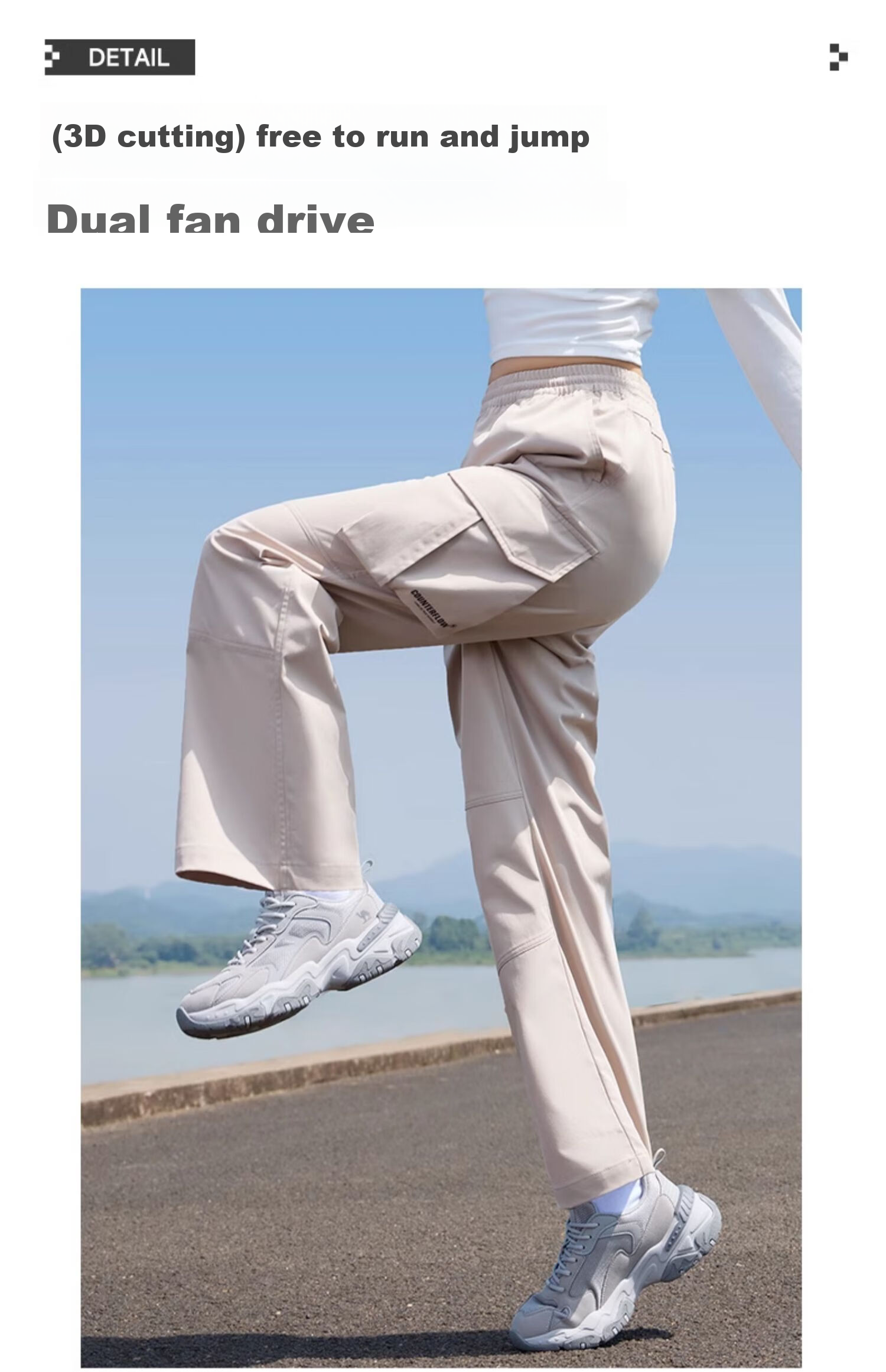 CAMEL Casual Pants for Men, Cargo Pants, Outdoor Water-Repellent, Loose-Fit Wide-Leg Straight-Waist Woven New Sports Trousers 7