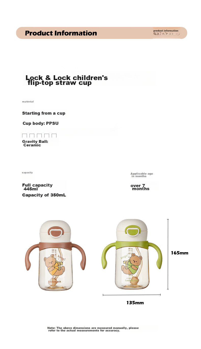 LOCK&LOCK Learning Cup with Straw for Babies 6 Months And Above, Water Cup for 1-3 Years Old, PPSU Milk Cup, Children's Straw Bottle 17