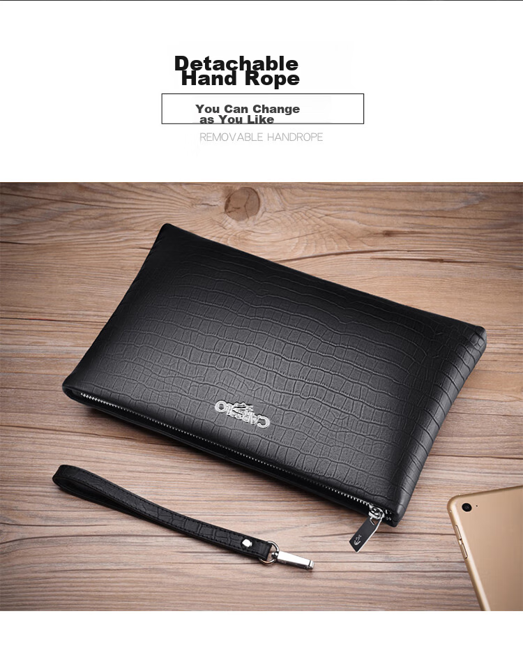 CARTELO Men's Clutch, Business Fashion Soft Top-Grain Leather Envelope Bag, Handheld Clutch, Large Capacity Purse, Gift 7