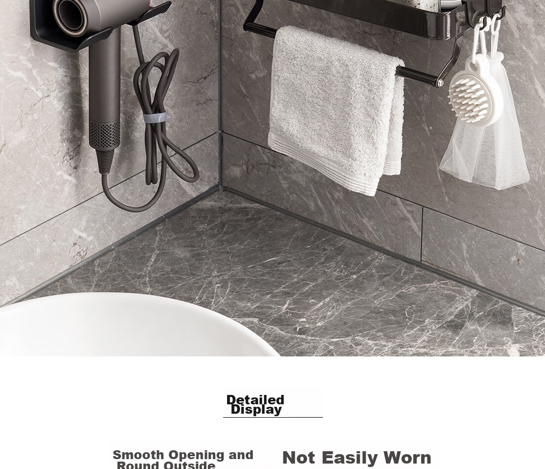 Lanjiaoluo Hair Dryer Holder, Bathroom Electric Fan Fixed Stand, Dailaisenfen Wall-Mounted Bathroom No-Drilling Hairdryer 7