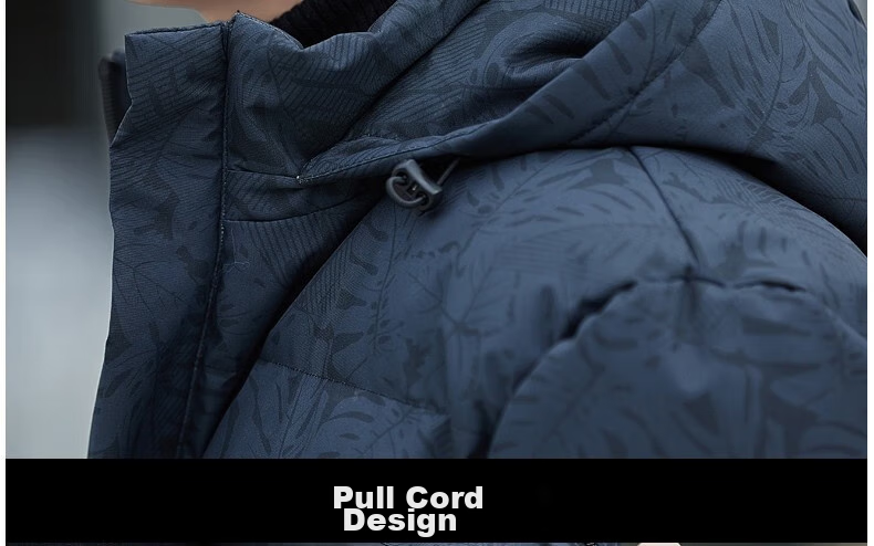 JEEP SPIRIT Men's Hooded Cotton Jacket, Autumn And Winter New Style, Solid Color Skin-Friendly Thickened Windproof Coat, Black, 2XL 18