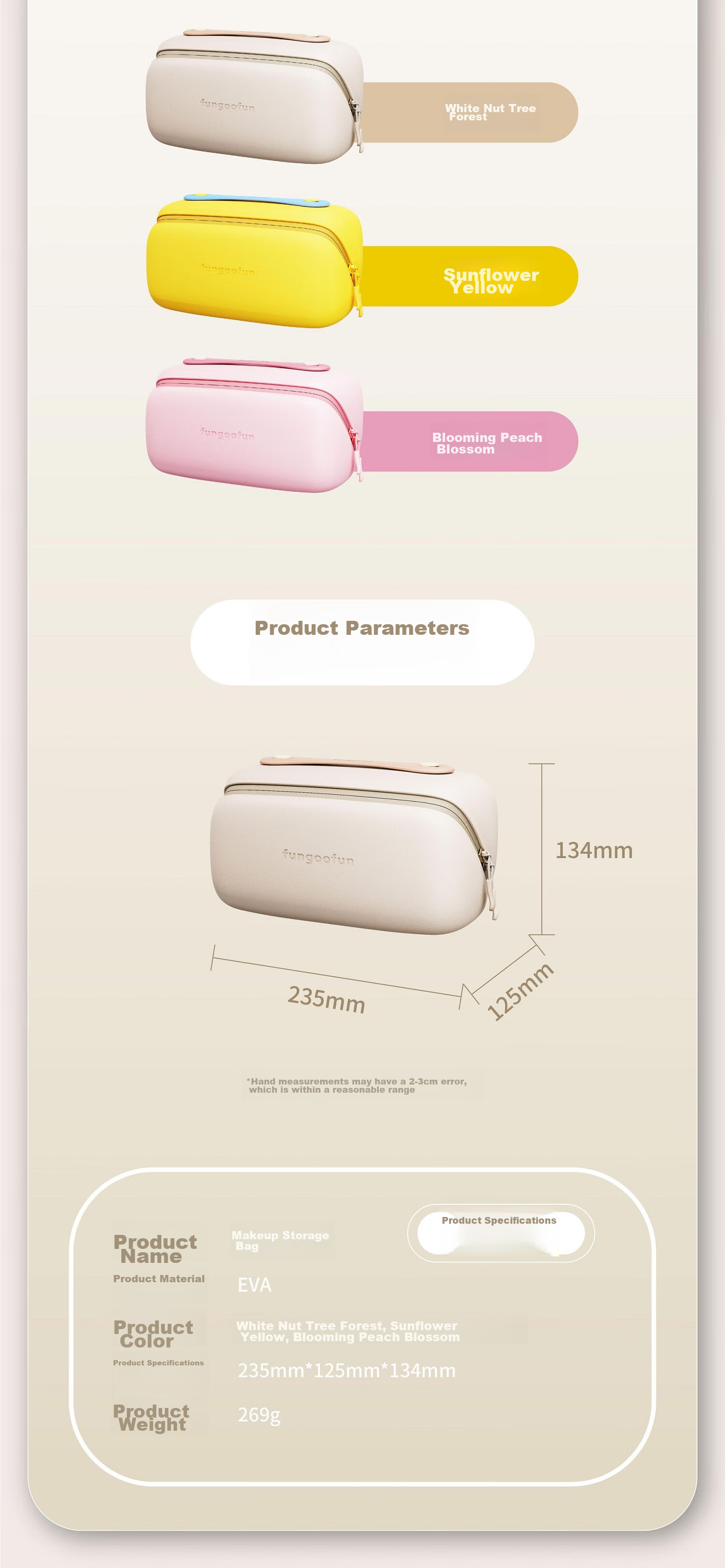 Fanyejia Shell Makeup Bag, Large Capacity Handheld Travel Portable Multifunctional Toiletry Bag, Cosmetics And Skincare Storage Pouch 9