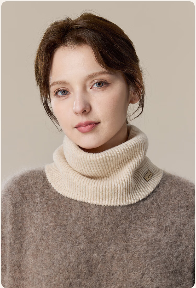 JIUMU Pure Wool Warm Neck Gaiter for Women, Autumn And Winter Thickened Cold-Proof Neck Protector, Winter Outdoor Scarf for Wome 16