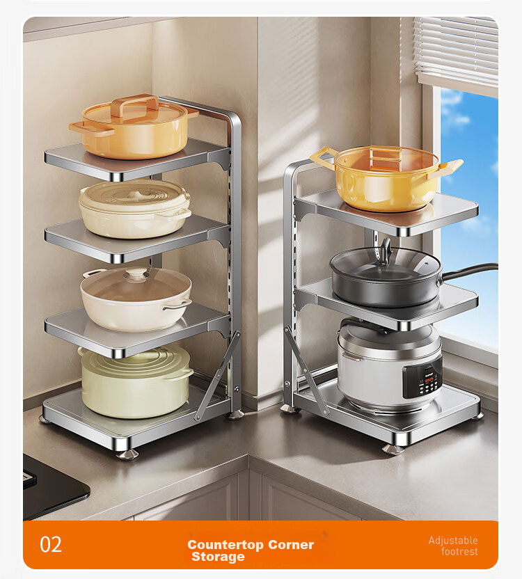 Cobbe Kitchen Storage Rack Under Sink Pot Holder Multi-Layer Household Cabinet Hidden Stove Pot Organizer Storage Solutio 13