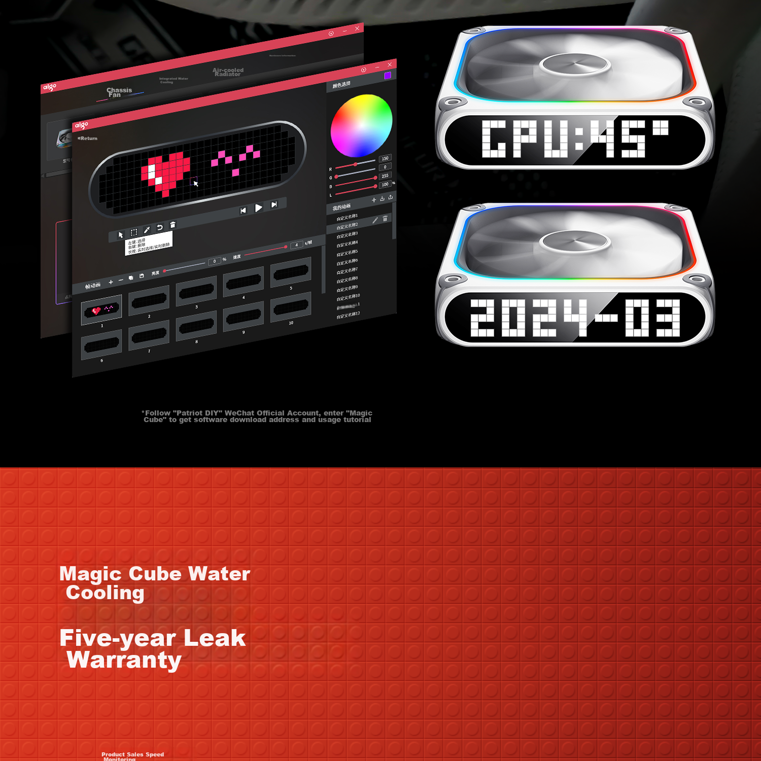 Aigo Star Cube 360 White CPU Cooler/360 Water Cooling with Screen/Matrix Pixel Screen/Customizable Animations/Aluminum Frame Fa 21