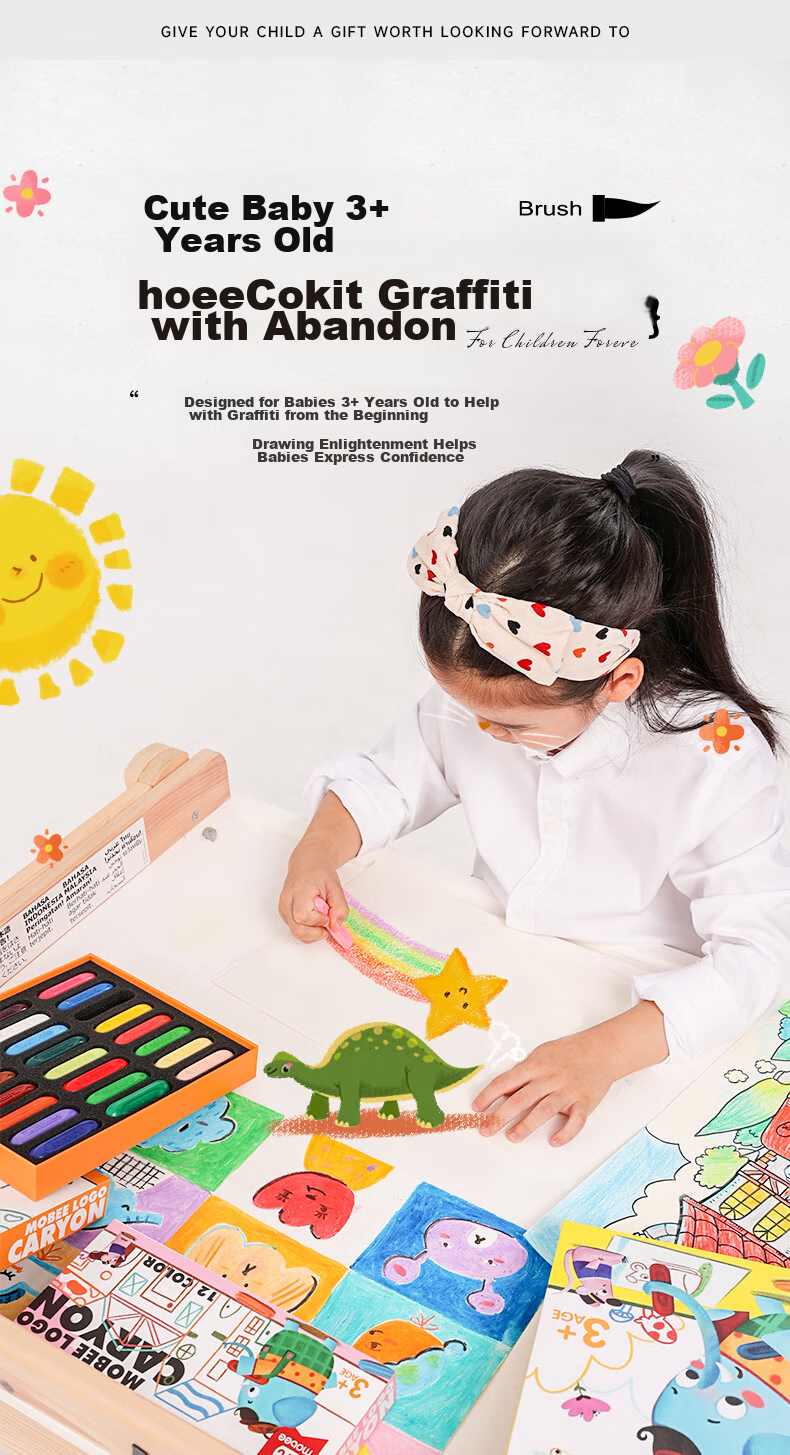 Mobee Triangular Crayons for Children's Drawing And Oil Painting, Art Supplies, 24 Colors MOA-0015, Travel Gift for National Day Outings, Educational Tool 3