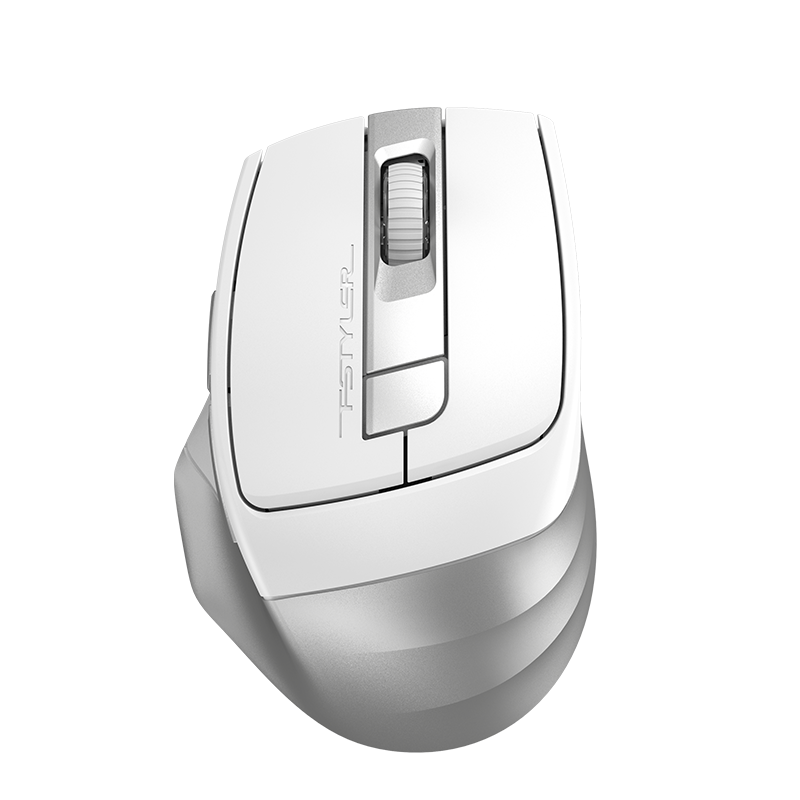 A4TECH FB35CS, Right-Handed, Bluetooth Mouse, Wireless Rechargeable Office Mouse, Fei Shidai Silent Mouse, Silver Gray White, Bluetooth/wireless