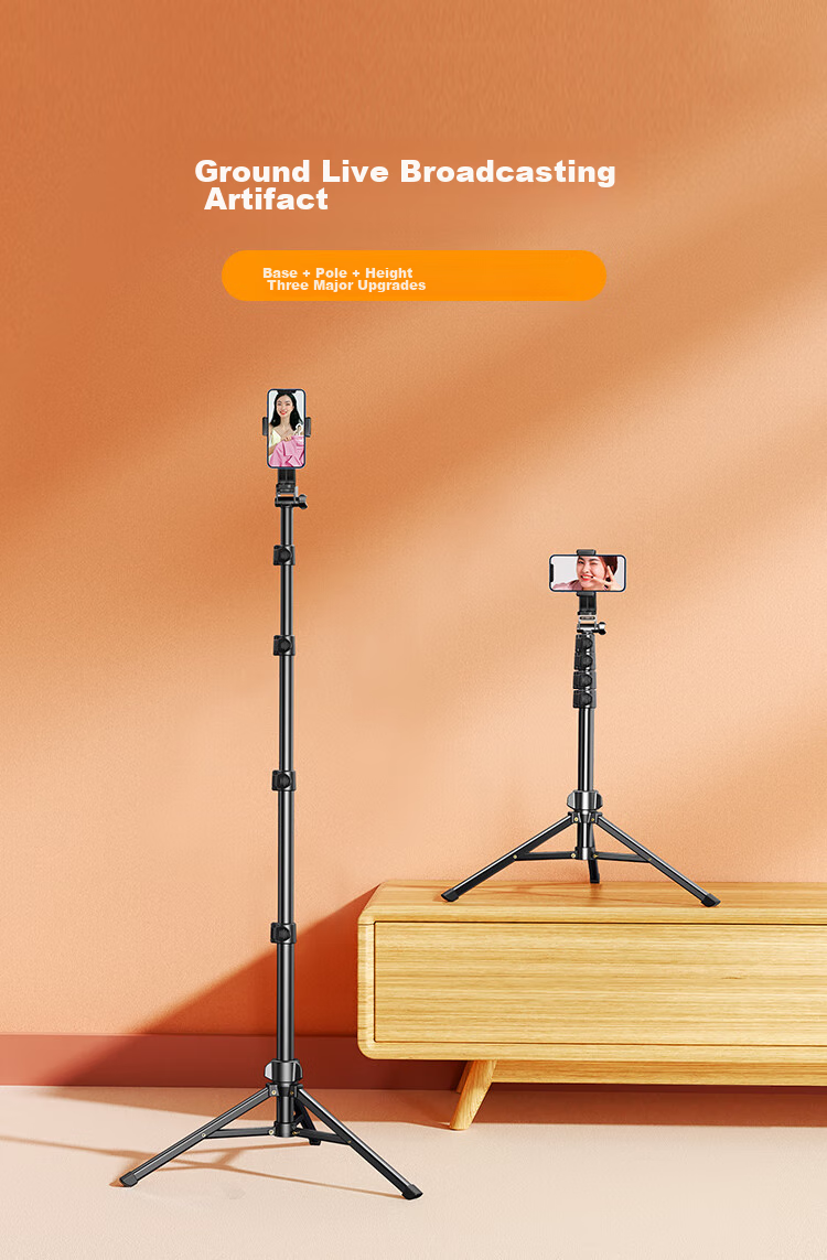UGREEN Phone Stand, Live Streaming Floor Selfie Stick Tripod, Multifunctional Photography And Video Recording Outdoor Portable Standing Overhead Shooting Support Frame, 2.2 Meters, Suitable for Apple 17 Huawei 2