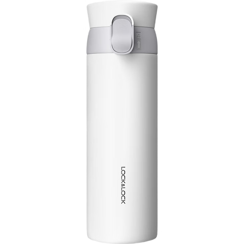 LOCK&LOCK Aspiration Bounce Insulated Cup, 316 Stainless Steel, Keeps Hot And Cold, for Men And Women Students, Portable Water Cup, 450ML, White