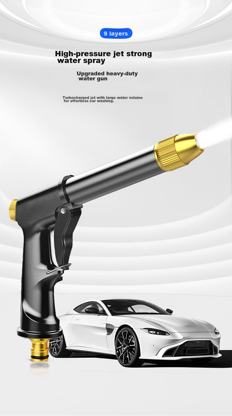 Yueye High-Pressure Car Wash Water Gun Spray Gun for Home Use, Watering Plants, Connecting to Tap Water, Car Cleaning Tool, Washing Nozzle, Alloy 3