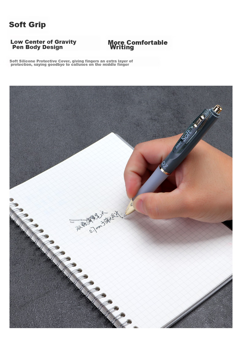 BAOKE PC3978 Premium Retractable Gel Pen 0.7mm Bullet Tip Signing Pen, Twilight Blue, Writing Black, Single Pe 5