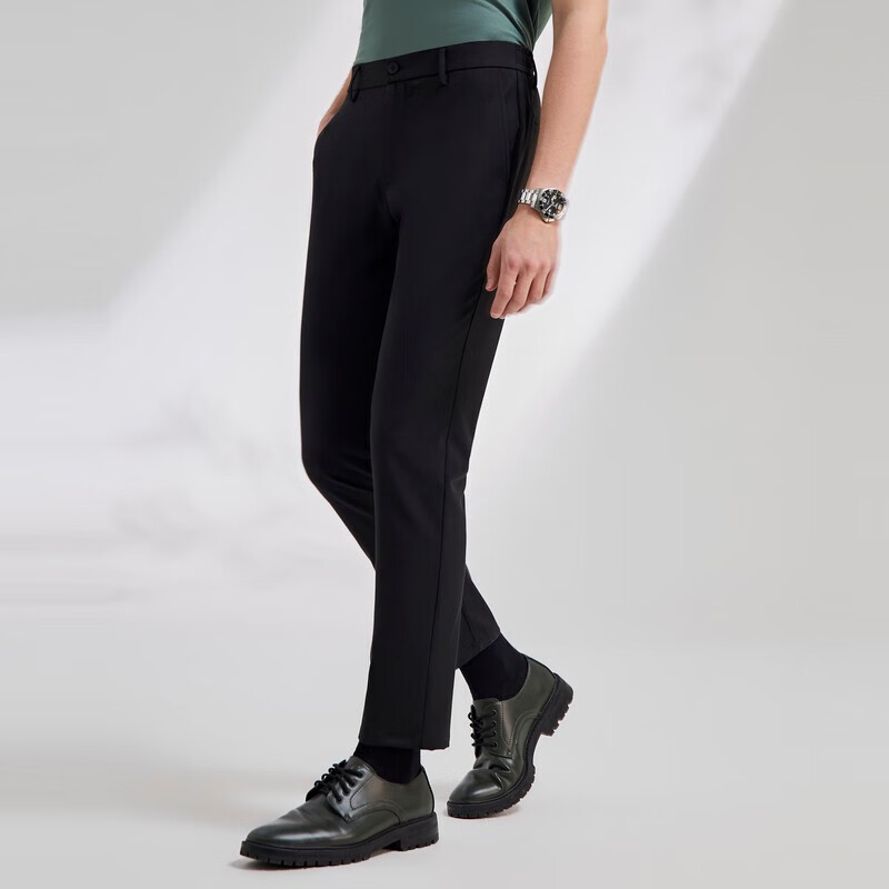 YOUNGOR Men's Dress Pants, Spring And Summer, Young Business Casual Trousers, VCHX310105AWY, Black, 170/78A