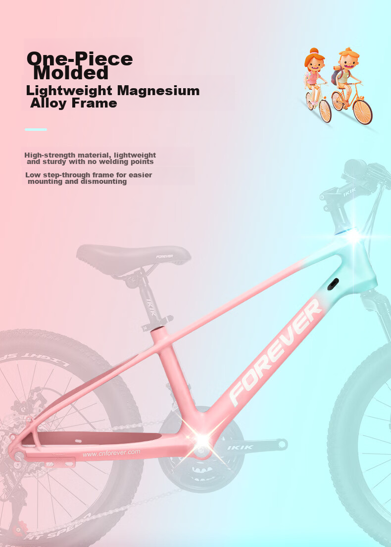 FOREVER Girls' Model, 22-Inch, 24-Speed, Magnesium Alloy Mountain Bike, for Female Teenagers, Students And Children, Pink 5