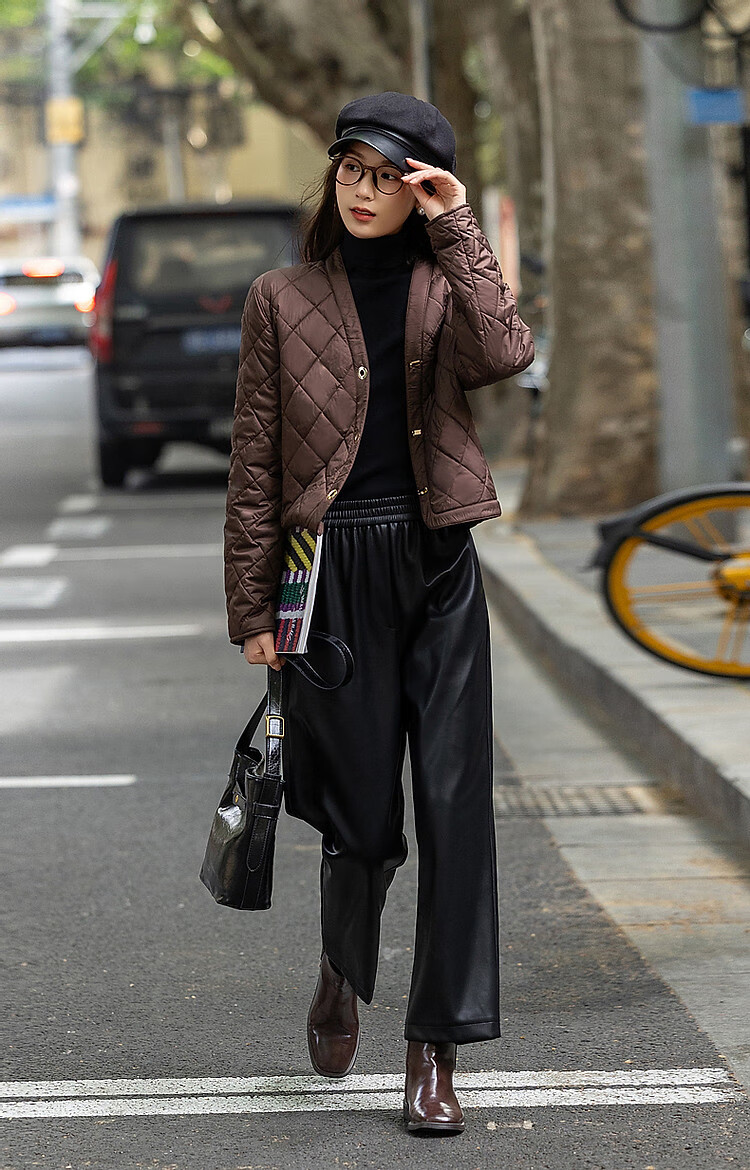 Dme [Laoqian Yinxiang] Winter Luxury Matte Light Luxury 400T Spring Yarn Diamond-Quilted Women's Cotton Jacket 14