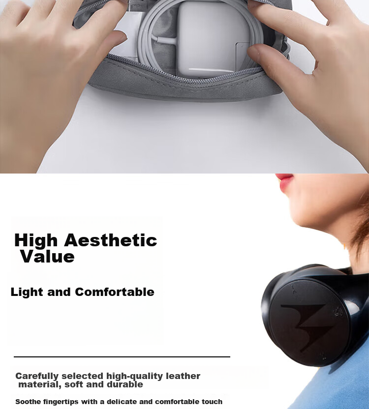ESCASE Bluetooth Headphone Digital Storage Box, Multifunctional Large Capacity Storage Bag, Data Cable Charger USB Drive Memory Card Earphone Accessories, Compact Shockproof Stress Relief Light Gray 4
